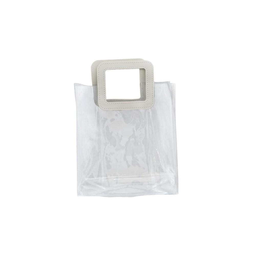 BUSTA PVC CON MANICO IN PELLE H28X25X13